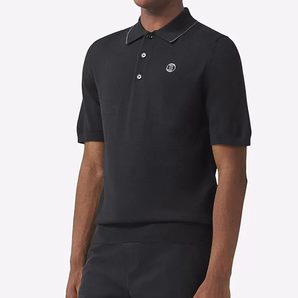 Áo Polo Nam Burberry Motif Wool Silk Cashmere Shirt Màu Đen - Thời trang - Vua Hàng Hiệu