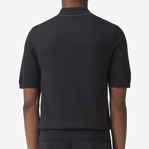Áo Polo Nam Burberry Motif Wool Silk Cashmere Shirt Màu Đen - Thời trang - Vua Hàng Hiệu
