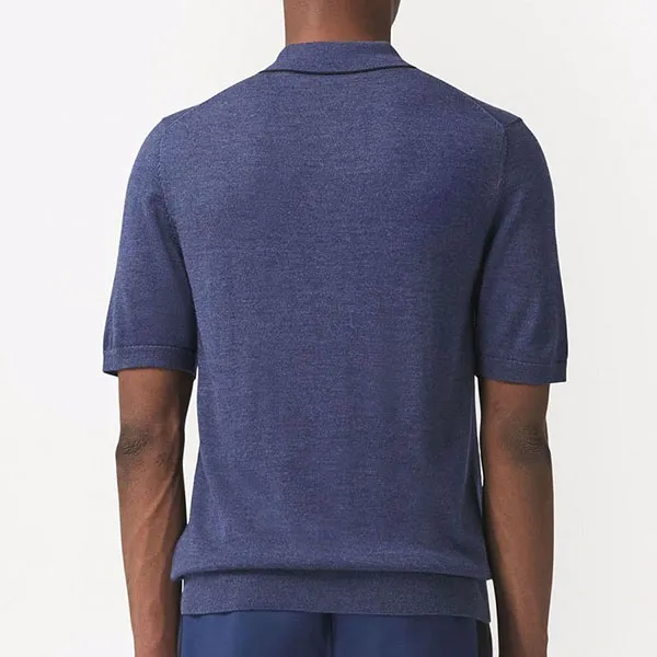 Áo Polo Nam Burberry Motif Wool Silk Cashmere Shirt Màu Xanh Đậm - Thời trang - Vua Hàng Hiệu