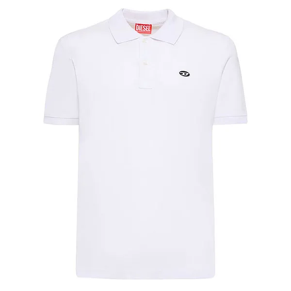 Áo Polo Nam Diesel White With Black Logo A03820 0AIJR 100 Màu Trắng