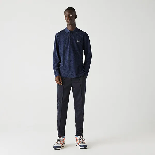 Áo Polo Dài Tay Nam Lacoste Classic Fit Long-Sleeve Polo Shirt In Marl Petit Piqué L1313 - HAU Màu Xanh Navy Size 3