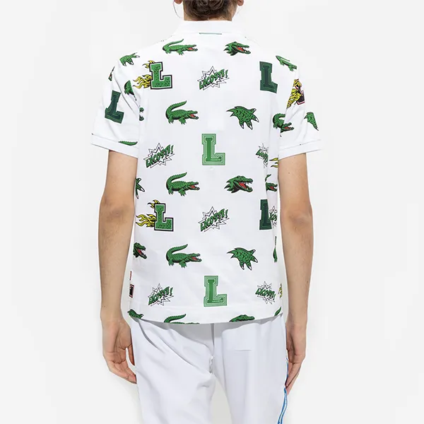 Áo Polo Nam Lacoste Holiday Regular Fit Crocodile Print Shirt PH1464 SBH Màu Trắng Size 4