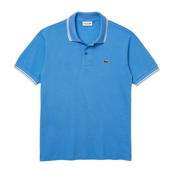 Áo Polo Nam Lacoste Men's Classic Fit Striped Accents Cotton Piqué Polo PH2384 HH7 Màu Xanh Blue Size 4