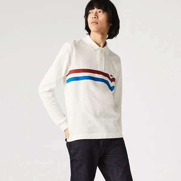 Áo Polo Dài Tay Nam Lacoste Men's Made In France Regular Fit Polo PH7961 XKP Màu Trắng Size 2