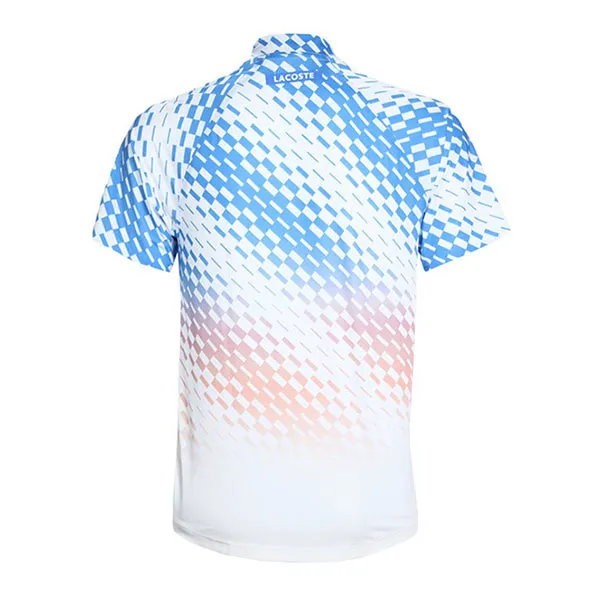 Áo Polo Nam Lacoste Men's Novak Djokovic Checkerboard Print DH5177-51-YIP Màu Trắng Xanh Size 5