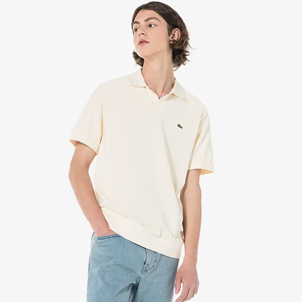 Áo Polo Nam Lacoste Men's Open Collar Short Sleeve Polo PH086E XFJ Màu Trắng Kem Size 4