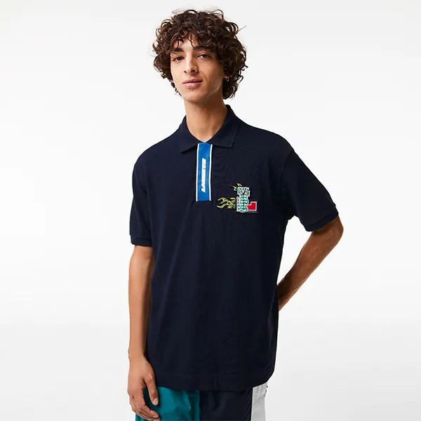 Áo Polo Nam Lacoste Men's Regular Fit Cotton Polo Tshirt PH1465-166 Màu Xanh Navy Size 5
