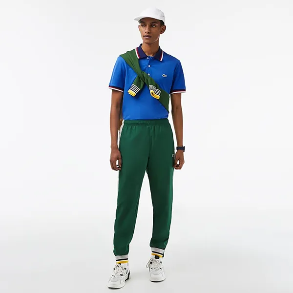 Áo Polo Nam Lacoste Men's Regular Fit Stretch Cotton Piqué PH3461 10 KXB Màu Xanh Blue Size 2