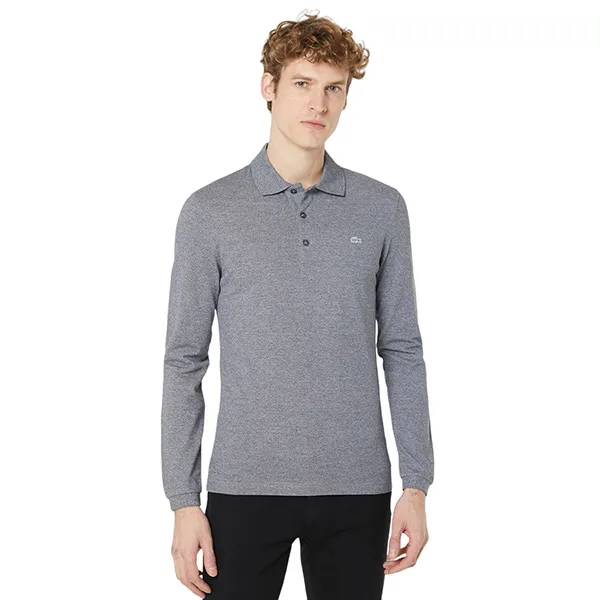 Áo Polo Dài Tay Nam Lacoste Men's Slim Fit Stretch Mini Piqué Polo PH4010 - E8G Màu Xanh Xám Size 3 - Thời trang - Vua Hàng Hiệu