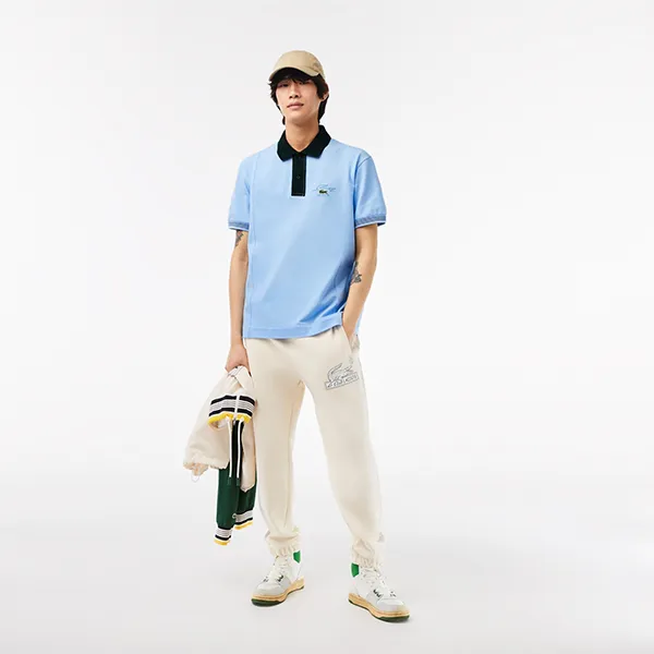 Áo Polo Nam Lacoste Men’s Two-Tone Organic Cotton Polo PH5743-51-FL3 Màu Xanh Blue Size 3