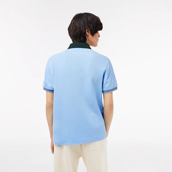 Áo Polo Nam Lacoste Men’s Two-Tone Organic Cotton Polo PH5743-51-FL3 Màu Xanh Blue Size 3