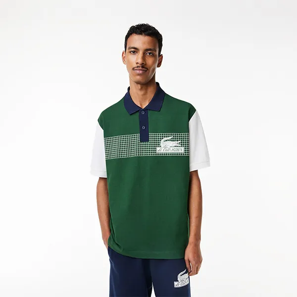 Áo Polo Nam Lacoste Men's Loose Fit Organic Cotton Polo Shirt PH7822 YUY Màu Xanh Lá Size 3