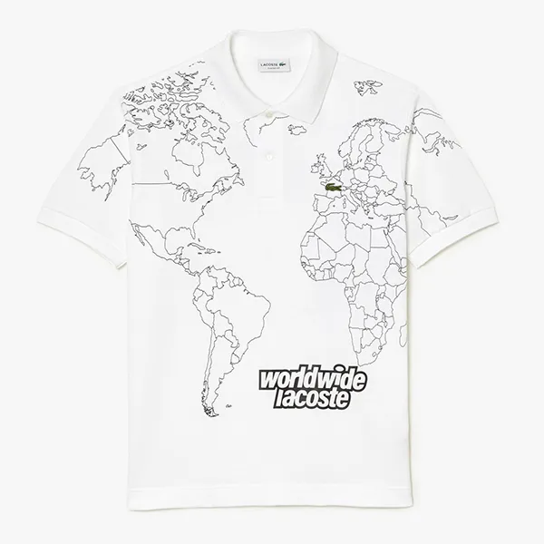 Áo Polo Nam Lacoste Original L.12.12 Printed Organic Cotton Polo Shirt PH8046 001 Màu Trắng Size M