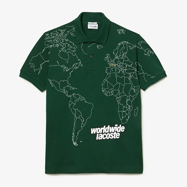 Áo Polo Nam Lacoste Original L.12.12 Printed Organic Cotton Polo Shirt PH8046 132 Màu Xanh Green Size S