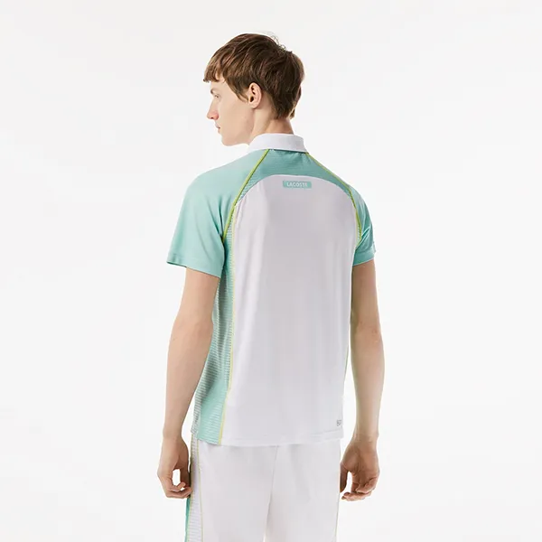 Áo Polo Nam Lacoste Recycled Polyester Polo Shirt with Ultra-Dry Technology DH5046 AWC Màu Xanh Trắng Size 4