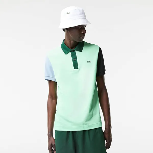 Áo Polo Nam Lacoste Men's Regular Fit Color-block Cotton Petit Piqué PH9536 8N9 Màu Xanh Lá Size 3