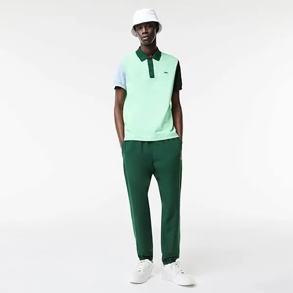 Áo Polo Nam Lacoste Regular Fit Colorblock Polo Light Green Blue Black PH9536 8N9 Màu Xanh Ngọc Size 3
