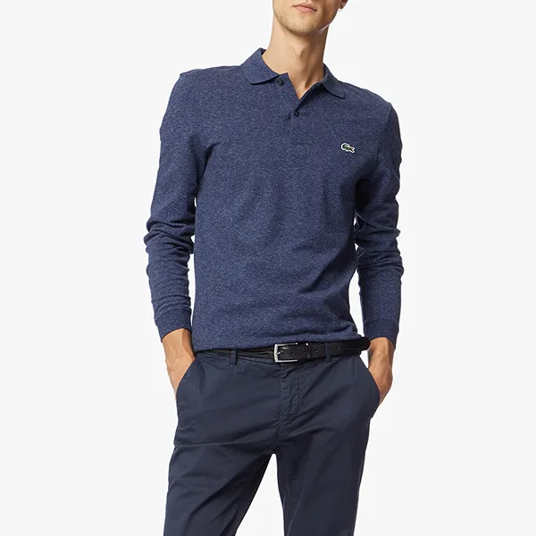 Áo Polo Dài Tay Nam Lacoste Slim Fit Petit Piqué Polo Shirt PH4013 HAU Màu Xanh Xám Size 3
