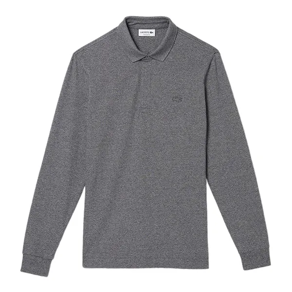 Áo Polo Dài Tay Nam Lacoste Smart Paris Long-Sleeve Stretch Cotton Piqué Polo Shirt 2481 - E8G Màu Xám Nhạt Size 2