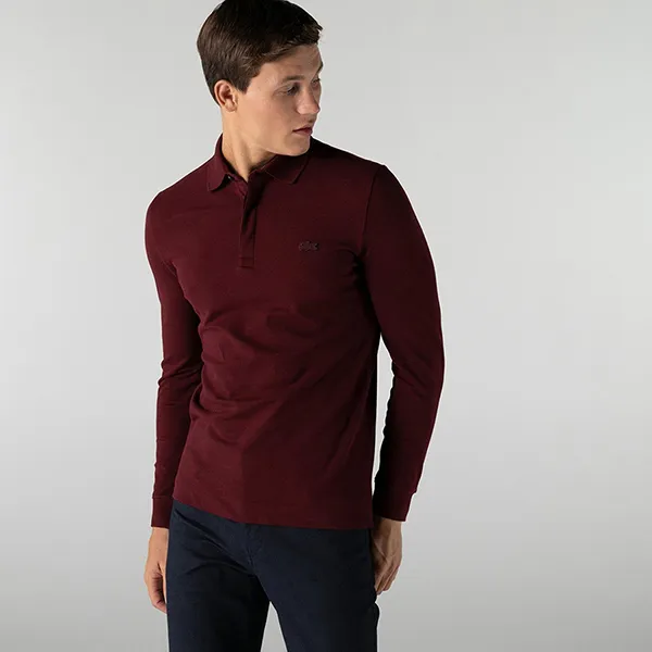 Áo Polo Nam Dài Tay Lacoste Smart Paris Long Sleeve Stretch Cotton Polo Shirt PH2481 SXL Màu Đỏ Đô Size 2 - Thời trang - Vua Hàng Hiệu