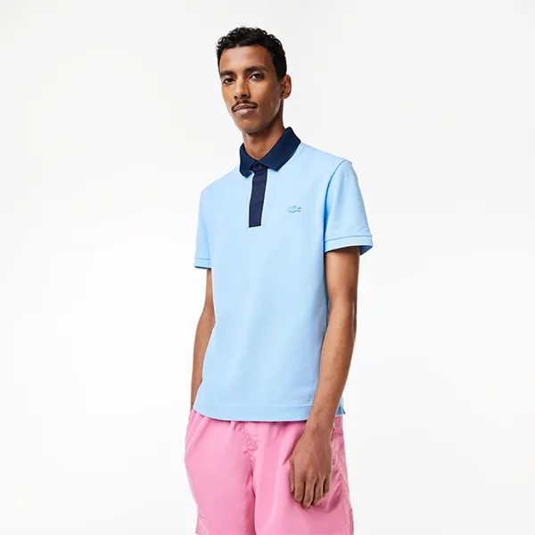 Áo Polo Nam Lacoste Smart Paris Polo With Cotton Petit Pique PH5367 CM9 Màu Xanh Nhạt Size 4 - Thời trang - Vua Hàng Hiệu