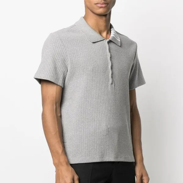 Áo Polo Nam Thom Browne Ribbed Short-Sleeve Polo Shirt Màu Xám Size 1 - Thời trang - Vua Hàng Hiệu