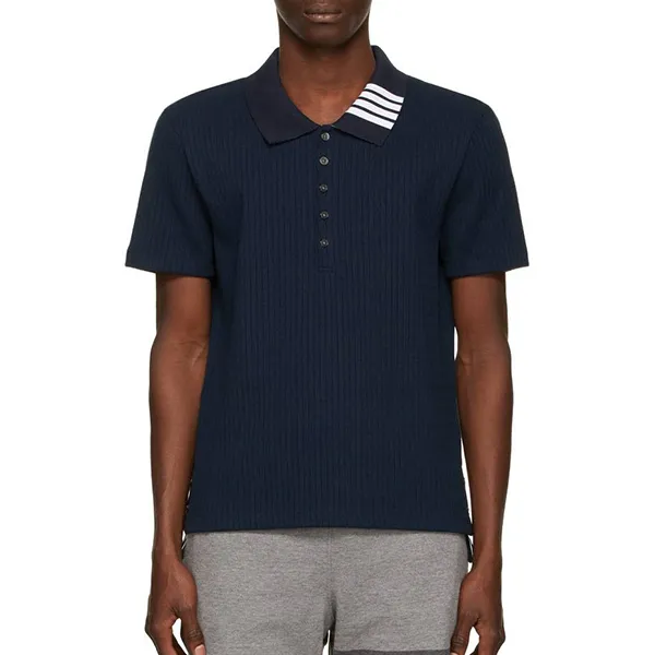 Áo Polo Nam Thom Browne Ribbed Short-Sleeve Polo Shirt Màu Xanh Đen - Thời trang - Vua Hàng Hiệu