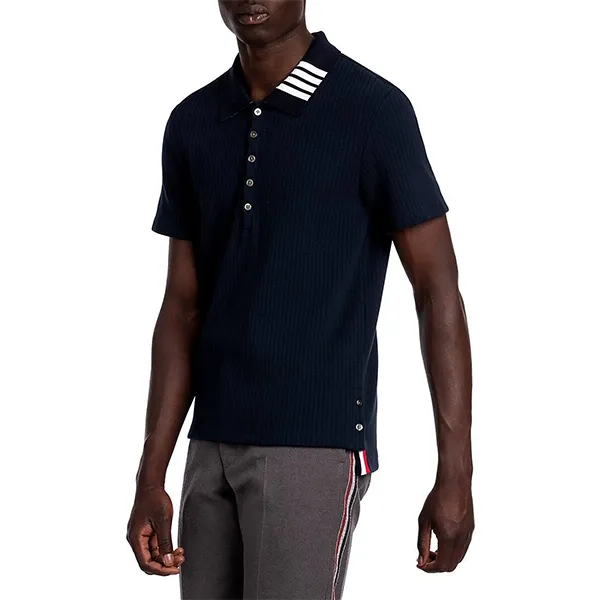 Áo Polo Nam Thom Browne Ribbed Short-Sleeve Polo Shirt Màu Xanh Đen - Thời trang - Vua Hàng Hiệu