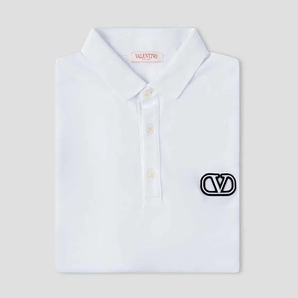 Áo Polo Nam Valentino White With V Logo Signature Embroidered 3V3MH01K954 0BO Màu Trắng - Thời trang - Vua Hàng Hiệu