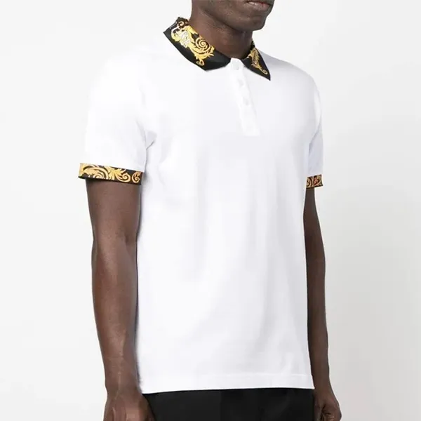 Áo Polo Nam Versace Jeans Couture Barocco-Print Polo Shirt 74GAGT18 Màu Trắng Size M - Thời trang - Vua Hàng Hiệu