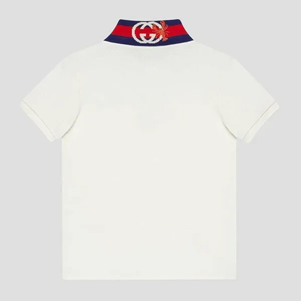 Áo Polo Nữ Gucci White Web Collar Logo Embroidered 693596 XJEH5 9791 Màu Trắng