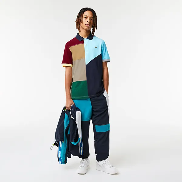 Áo Polo Unisex Lacoste Patchwork Effect Cotton Petit Piqué Polo PH0492 C50 Phối Màu Size XS