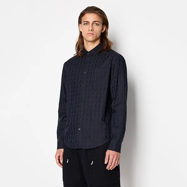 Áo Sơ Mi Nam Armani Exchange Cotton Jacquard All Over Logo Shirt 3RZCL5ZN1XZ85CN Màu Xanh Navy Size XS - Thời trang - Vua Hàng Hiệu