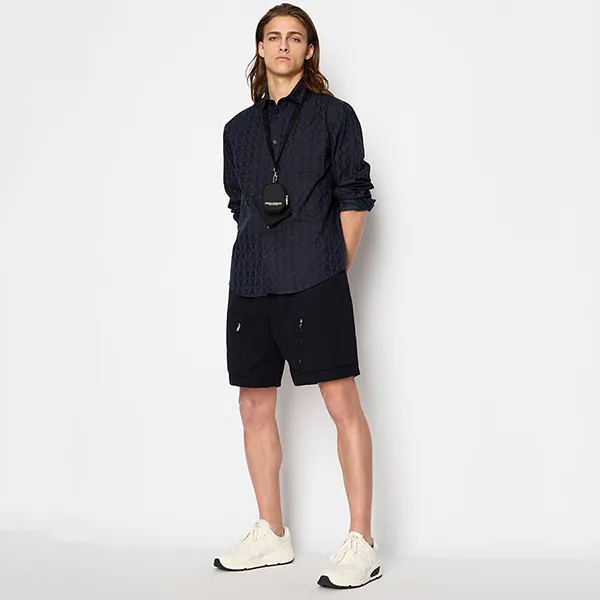 Áo Sơ Mi Nam Armani Exchange Cotton Jacquard All Over Logo Shirt 3RZCL5ZN1XZ85CN Màu Xanh Navy Size XS - Thời trang - Vua Hàng Hiệu