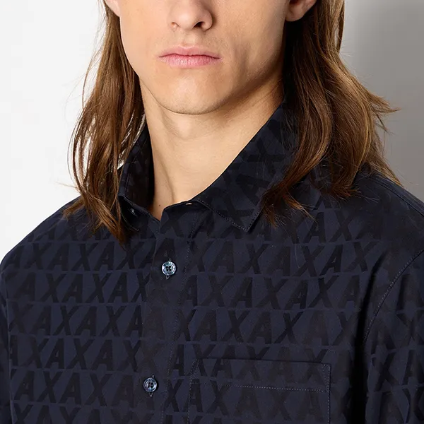 Áo Sơ Mi Nam Armani Exchange Cotton Jacquard All Over Logo Shirt 3RZCL5ZN1XZ85CN Màu Xanh Navy Size XS - Thời trang - Vua Hàng Hiệu