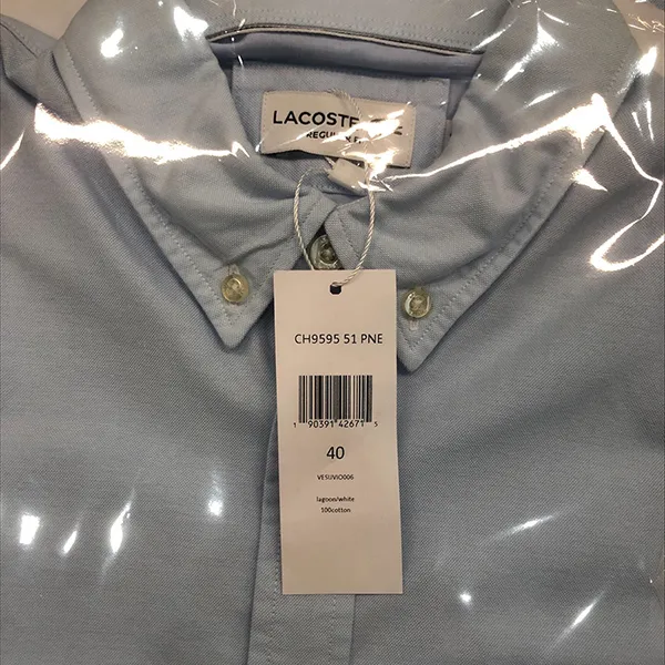 Áo Sơ Mi Cộc Tay Nam Lacoste Men's Regular Fit Oxford Cotton Shirt CH9595 51 Màu Xanh Xám Size 40