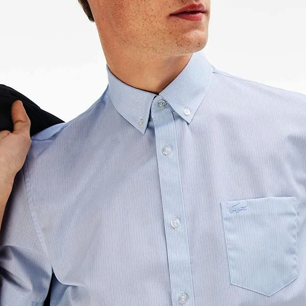 Áo Sơ Mi Cộc Tay Nam Lacoste Men's Regular Fit Shirt CH0438 50 525 Màu Xanh Da Trời Size 40
