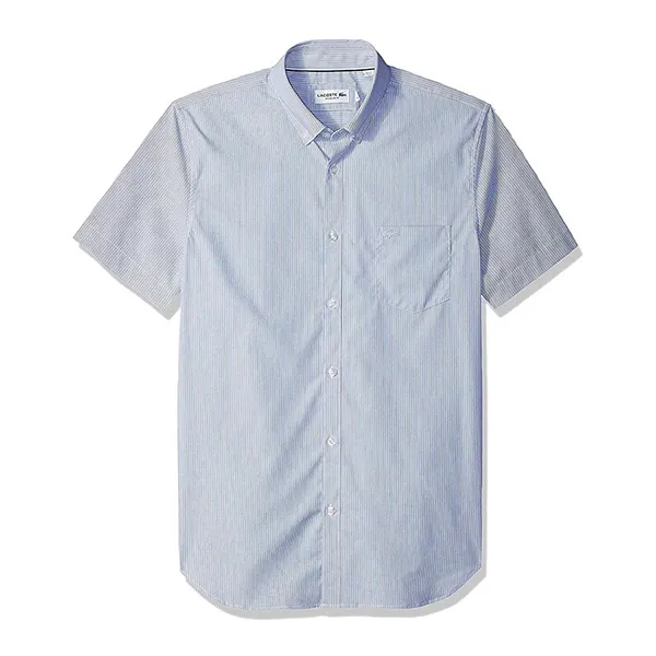 Áo Sơ Mi Cộc Tay Nam Lacoste Men's Regular Fit Shirt CH0438 50 525 Màu Xanh Da Trời Size 40