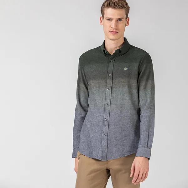 Áo Sơ Mi Dài Tay Nam Lacoste CH2141 - 41Y Màu Xanh Xám Size 41