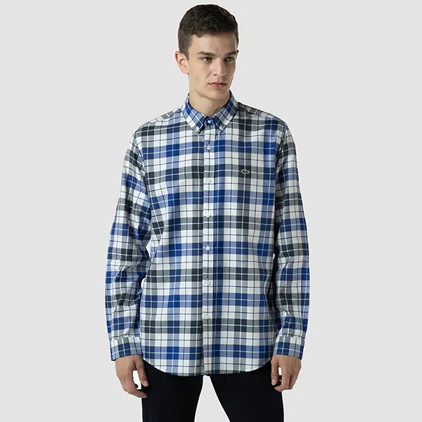Áo Sơ Mi Dài Tay Nam Lacoste Erkek Regular Fit CH2202 - 02L Màu Xanh Xám Size 39