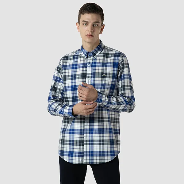 Áo Sơ Mi Dài Tay Nam Lacoste Erkek Regular Fit CH2202 - 02L Màu Xanh Xám Size 39