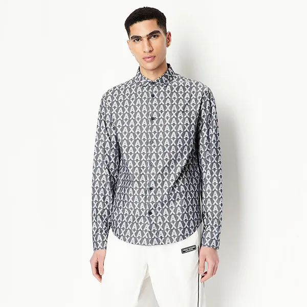 Áo Sơ Mi Nam Armani Exchange Cotton Jacquard All Over Logo Shirt 3RZCL5ZN1XZ185CP Màu Xám Trắng Size XS - Thời trang - Vua Hàng Hiệu