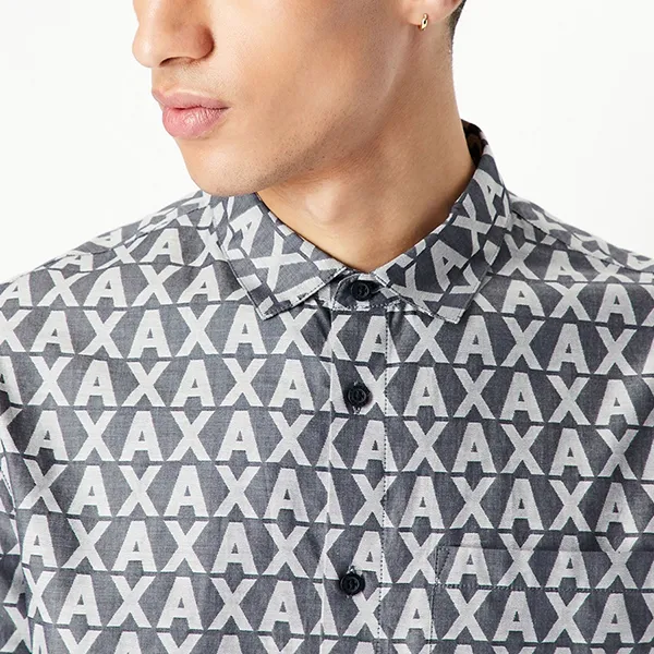 Áo Sơ Mi Nam Armani Exchange Cotton Jacquard All Over Logo Shirt 3RZCL5ZN1XZ185CP Màu Xám Trắng Size XS - Thời trang - Vua Hàng Hiệu