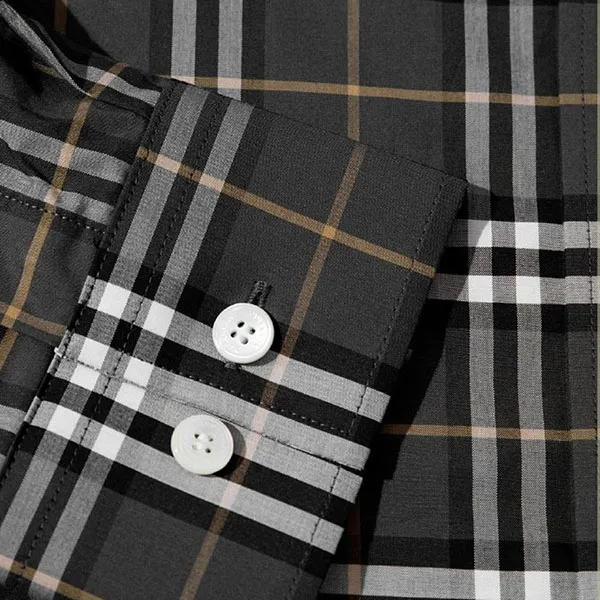Áo Sơ Mi Nam Burberry Long Sleeve Check Cotton Shirt Màu Xám Đen - Thời trang - Vua Hàng Hiệu