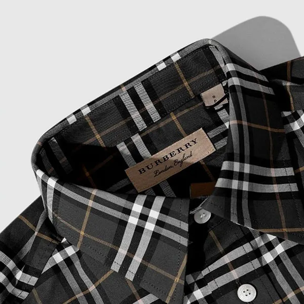 Áo Sơ Mi Nam Burberry Long Sleeve Check Cotton Shirt Màu Xám Đen - Thời trang - Vua Hàng Hiệu
