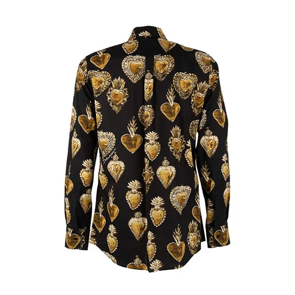 Áo Sơ Mi Nam Dolce & Gabbana D&G Martini Sacred Heart Print Cotton Shirt Black Gold 12219 Màu Đen Vàng