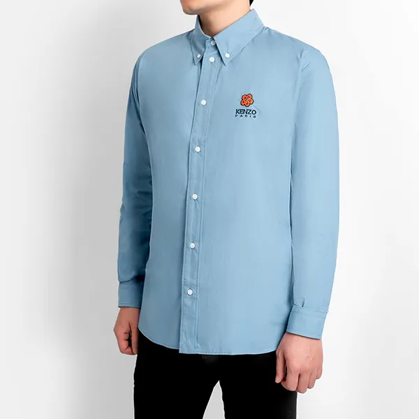 Áo Sơ Mi Nam Kenzo Cyan Blue Logo Boke Flower Crest - FD55CH4109LH 69 Màu Xanh Blue Size 37 - Thời trang - Vua Hàng Hiệu