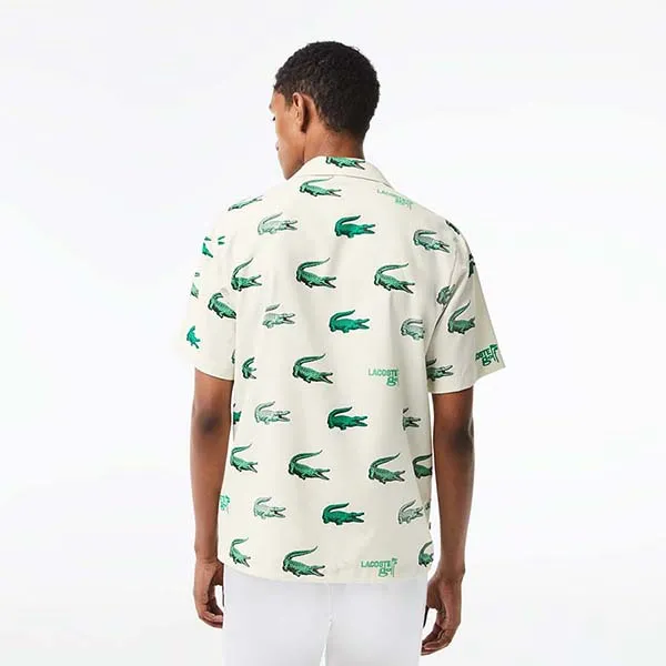 Áo Sơ Mi Nam Lacoste Men’s Printed Short-Sleeved Golf Shirt CH5619 - 70V Màu Trắng Họa Tiết Size 38 - Thời trang - Vua Hàng Hiệu
