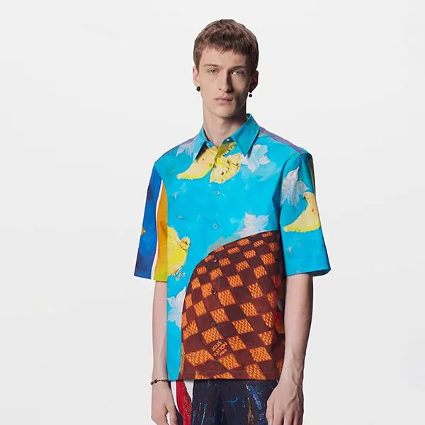 Áo Sơ Mi Nam Louis Vuitton LV Shirt 1ABY2C Màu Xanh Nâu