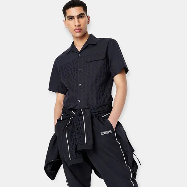 Áo Sơ Mi Nam Armani Exchange Stretch Cotton Jacquard All Over Logo Shirt 3RZCL2ZN1XZ85CN Màu Xanh Navy Size S - Thời trang - Vua Hàng Hiệu